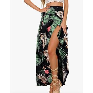 NEW Floral Tie Up Waist Summer Beach Wrap Cover Up Maxi Skirt M